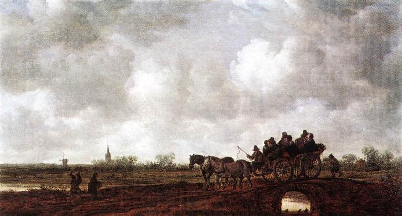 GOYEN, Jan van Horse Cart on a Bridge sg France oil painting art